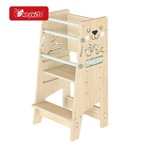 Adjustable Standing Tower Toddler Wooden Kitchen Stool Helper with Slide Chalkboard W08G422